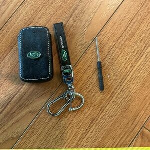 Land Rover Black Leather key case Keychain Set